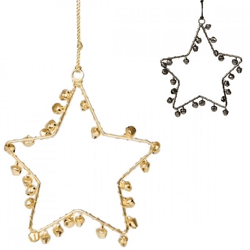 Pendant Christmas star with bells 11 cm 2 assorted