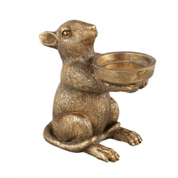 PTMD tea light holder Miro mouse gold colored 13,5 cm