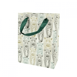 Geschenktüte Leoparden weiß 16,5 x 10 x 21,5 cm