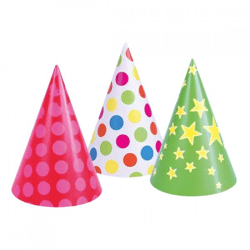 Party hat paper 16 cm 3 assorted