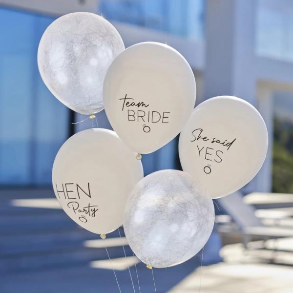 Ginger Ray Luftballons Bride weiß 5 Stück