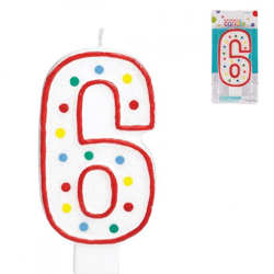 Amscan Kuchen Kerze Figur 6 weiß 13 cm