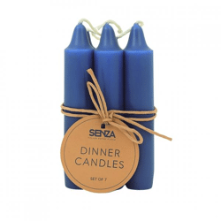 SENZA dinner candles blue 2.2 x 10 cm set of 7