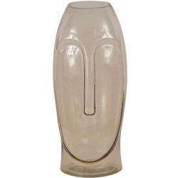 Vase with face glass brown 40 cm