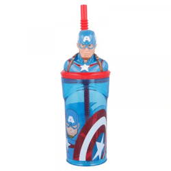 Marvel: Captain America - 3D Trinkbecher mit Strohhalm 360ml