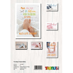 Baby / birth greeting cards - 100 pieces - 6 motifs