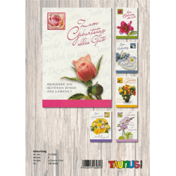 Birthday cards flower - 100 pieces - 6 motifs