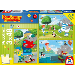 Benjamin Blümchen - Sport and play with Törööö!, 3x48 pieces jigsaw puzzle