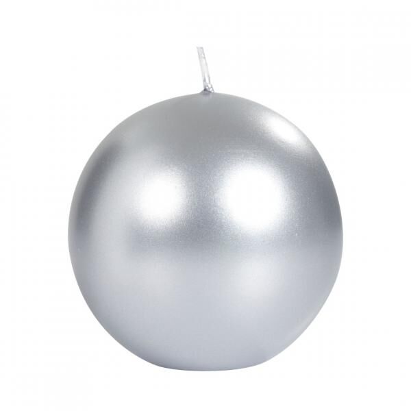 (R) Spaas bolkaars metallic zilver 8 cm