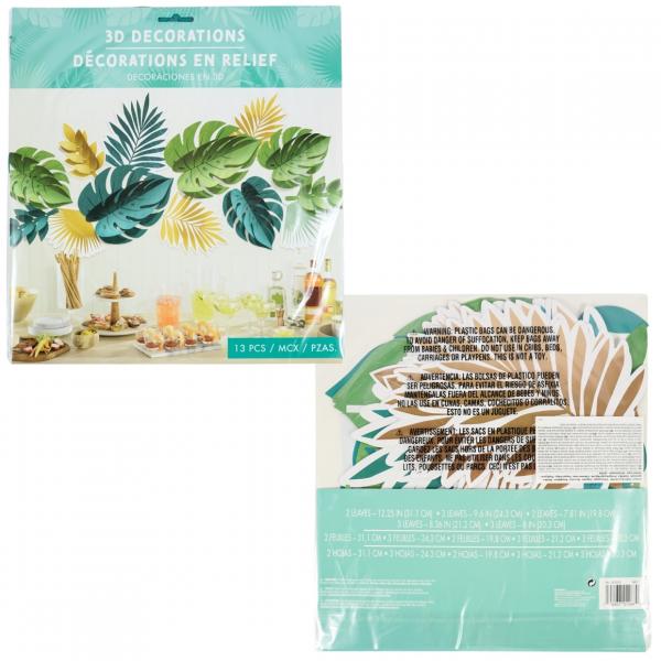 Dekoration 3D Palmblätter 31 cm 13-teilig