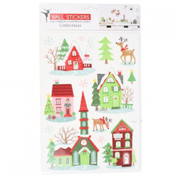Muurstickers Kerst huisjes 42 x 25 cm