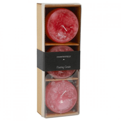 Countryfield Schwimmkerze Bollie rot 7 cm 3er Set