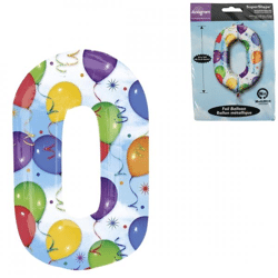 Folie ballon cijfer 0 geschikt voor helium 88 cm