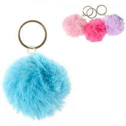 Key ring fluffy 6 cm 4 assorted