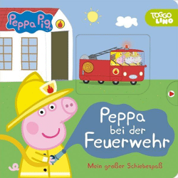 Peppa Pig: Peppa at the fire station - My big sliding fun - Cardboard picture book
