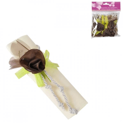 Napkin ring rope with flower decoration brown set of 4