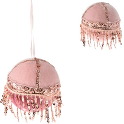 Weihnachtskugel Pailletten Samt rosa 8 cm 2 Stück sortiert