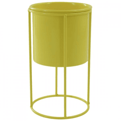 Housevitamin Blumentopf auf Ständer Metall gelb 19 cm