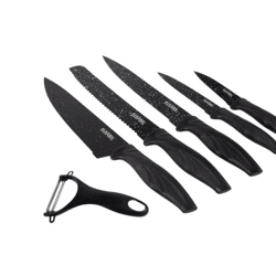ALKANA Küchenmesser Messer Set 6 tlg Marmorbeschichtung Schwarz NEU