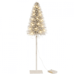 J-Line boom LED op batterij wit glitter 58 cm