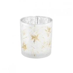 PTMD Teelichthalter Aolani Flower Glas weiß S 8 cm