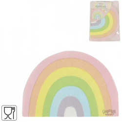 Servietten Pastell-Regenbogenfarben 23 cm 16 Stück.