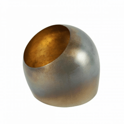Dekokerze Windlicht Metall gold 14 cm