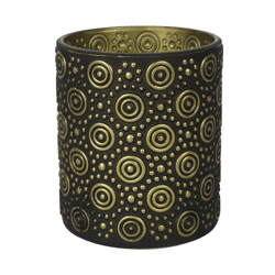 Countryfield theelichthouder Hailey M zwart/goudkleurig 10 cm