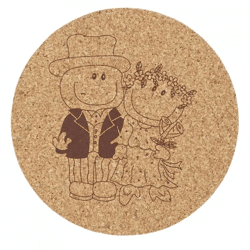 Coaster cork married couple black 9,5 cm 4 pcs.
