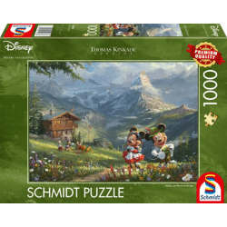 Disney, Mickey & Minnie in the Alps - 1000 piece jigsaw puzzle (Thomas Kinkade)