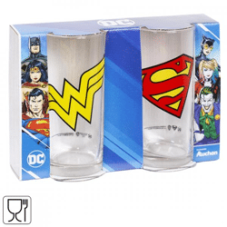 DC glasses Wonder Woman & Superman Design 270 ml set of 2