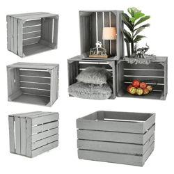 Fruit crate, wood, gray, used