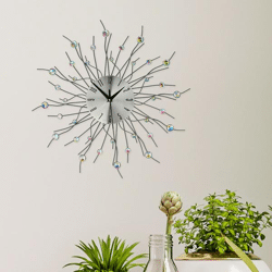 Wall clock metal with colored rhinestones, 50cmD