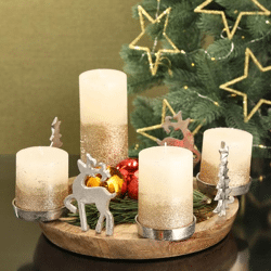 Advent candlestick, mango, reindeer tree, approx. 34cmD 