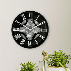 Wall clock cogwheel, black, approx. 30cmD