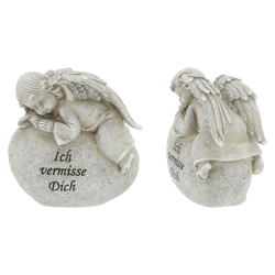 Grave decoration angel with stone, approx. 13cm