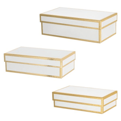 Box set white-gold, rectangular, set of 3