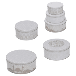Oriental cookie tin set of 3 round 