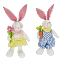 Easter bunny, plaid, sitting, 2/s, approx. 40cmH