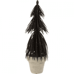 Dennenboom in pot glitter zwart 22 cm
