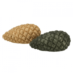 Beeld Jingle dennenappel goudkleurig/groen 13 cm 2 assorti