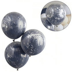 Ginger Ray balloons Double Stuffed blue silver 3 pcs.