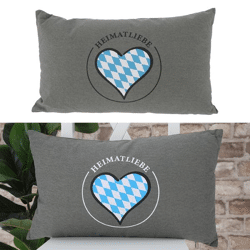 Cushion Heimatliebe, 2/s gray approx. 50x30cm