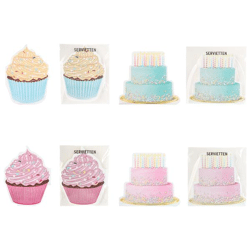 Napkins, silhouette, birthday, pack of 12, 4/s