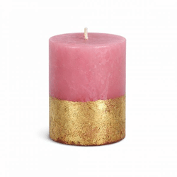 Gala Stumpenkerze gold/rosa 6,5 x 8 cm