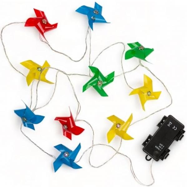 Girlandenventilator mit batteriebetriebener LED-Beleuchtung IP44 160 cm