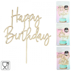 Taarttopper hout 16 cm 4 assorti