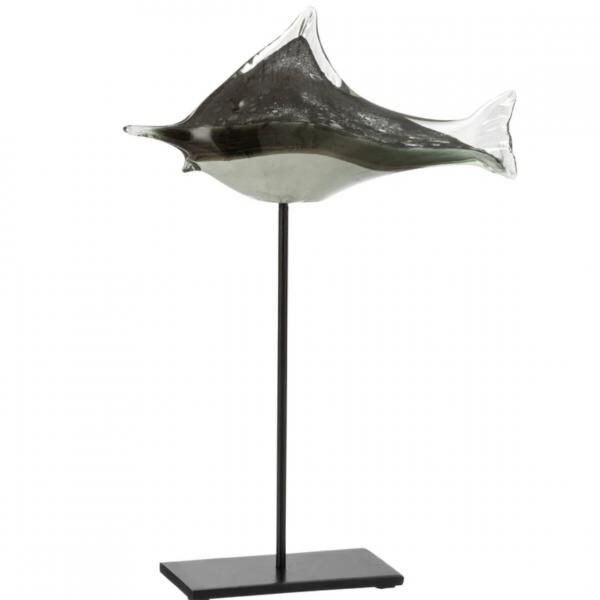 J-Line Statue Fisch auf Sockel Glas 40 cm