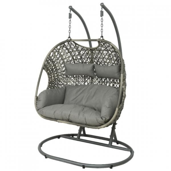 (R) Egg chair hangstoel Palermo grijs 196 cm