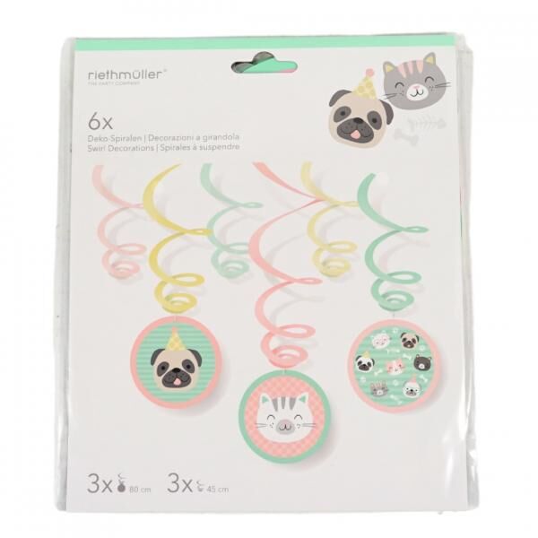 Hallo Haustiere Spirale Anhänger Hund/Katze 80 cm 6er Set